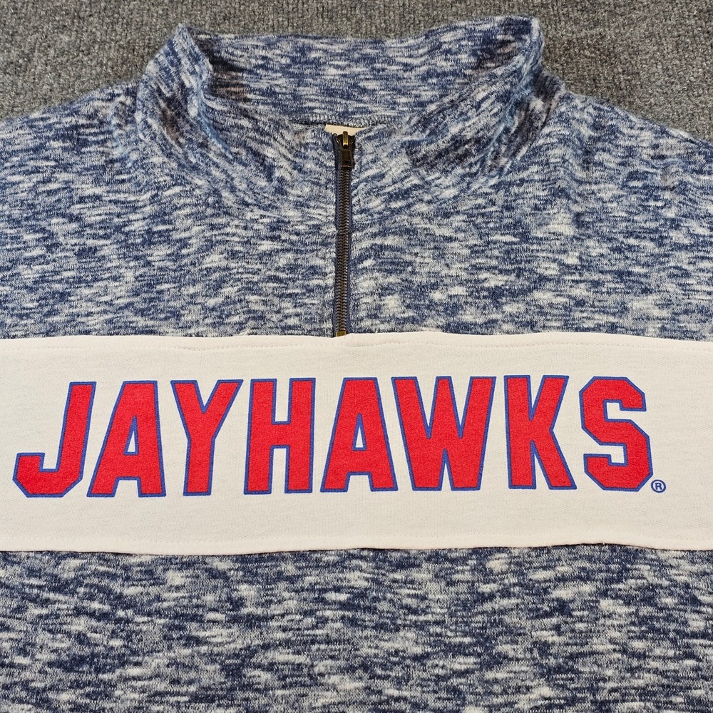 UG Apparel Womens XL Blue Jayhawks Quarter Zip Pullover Sweater Gameday NCAA